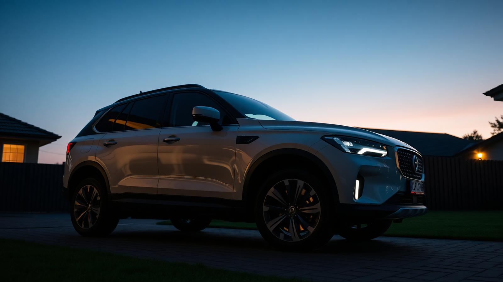 Freshly cleaned SUV parked in a Canberra driveway at dusk